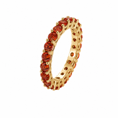 INELE - Inel Barbati Tennis 2.5 MM Gold Orange Zirconia
