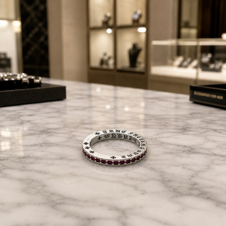 Inel Barbati Tennis Chrome Hearts Design Pink [2]