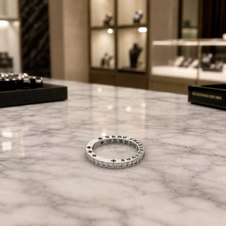 Inel Barbati Tennis Chrome Hearts Design White Diamonds [2]