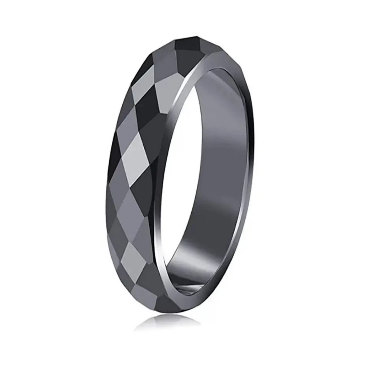 INELE - Inel Brooks Black Hematit Diamond Cut