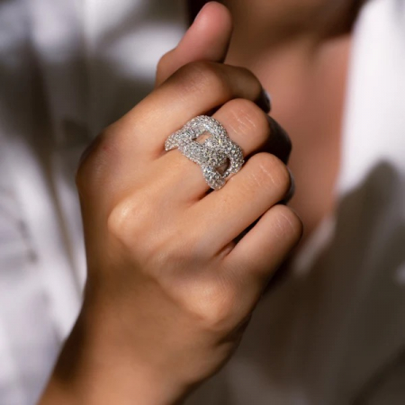 Inel Dama Argint 925 Cuban Full Diamonds [1]