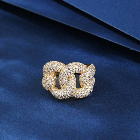 Inel Dama Argint 925 Gold Cuban Full Diamonds [5]