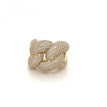 Inel Dama Argint 925 Gold Cuban Full Diamonds [3]