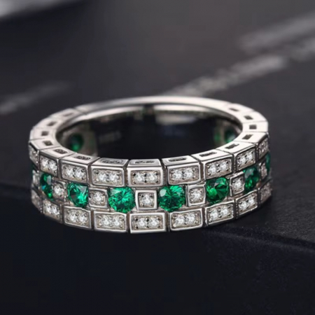 Inel Dama Tennis Silver Green Diamonds [2]