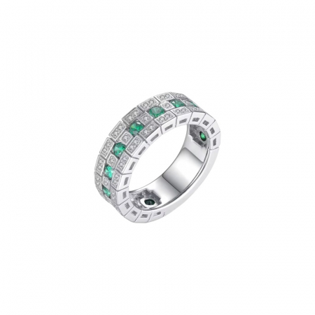 INELE DAMA - Inel Dama Tennis Silver Green Diamonds