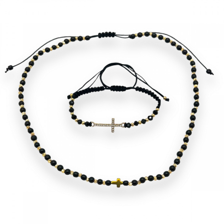 SET LANT&BRATARA - Lant Ajustabil la Baza Gatului Cruce + bratara CADOU