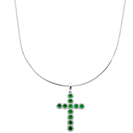 BIJUTERII DAMA - Lant Argint 925 Angelic Cross Green