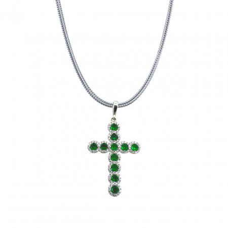 LANTURI ARGINT - Lant Argint 925 Angelic Cross Green