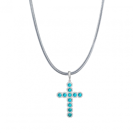 LANTURI ARGINT - Lant Argint 925 Angelic Cross Turcoaz
