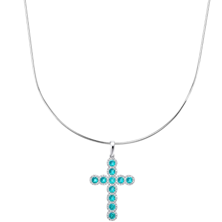 BIJUTERII DAMA - Lant Argint 925 Angelic Cruce Turcoaz