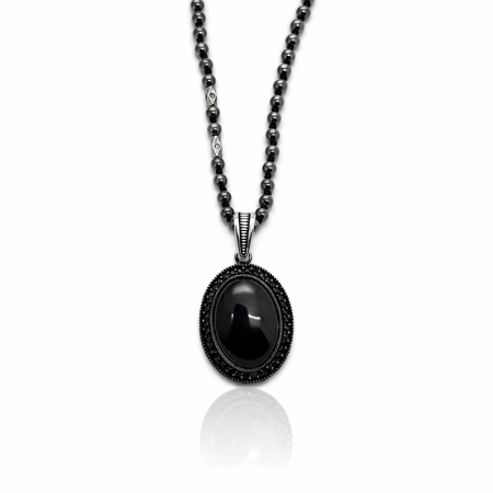 COLECTIA ARGINT - Lant Argint 925 Black Onix Amuleth