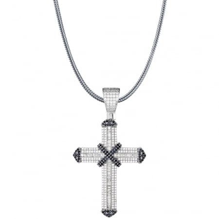LANTURI ARGINT - Lant Argint 925 BlackSilver Diamond Cross