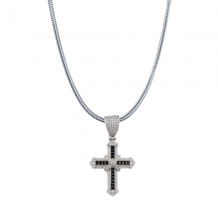 LANTURI ARGINT - Lant Argint 925 BlackWhite Diamonds Cross