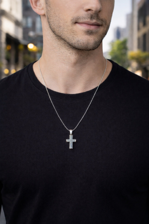 Lant Argint 925 Brooks Small Tennis Cross [1]