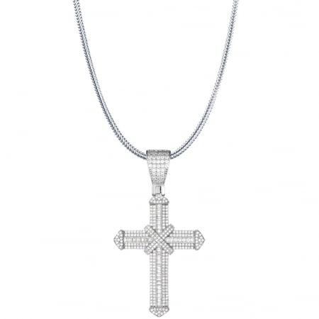 LANTURI ARGINT - Lant Argint 925 Cruce 5 CM Full Diamonds