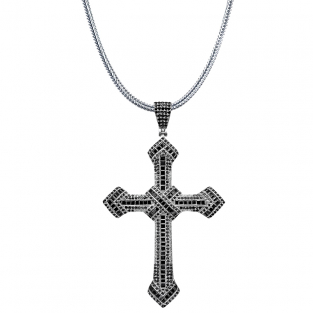 LANTURI ARGINT - Lant Argint 925 Cruce 8 CM Full Black Diamonds