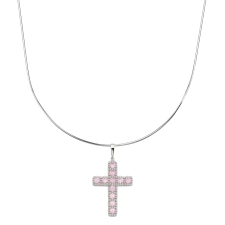 COLIERE ARGINT - Lant Argint 925 Cruce Angelic Roz