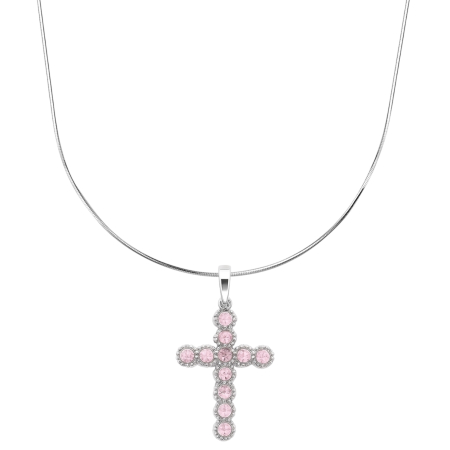 COLIERE ARGINT - Lant Argint 925 Cruce Angelic Roz