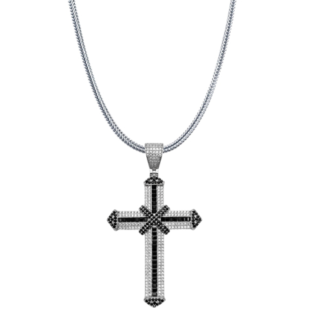 COLECTIA ARGINT - Lant Argint 925 Cruce Argint BlackWhite Crystal