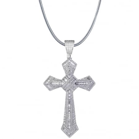 LANTURI ARGINT - Lant Argint 925 Cruce Mare 8 CM Full Diamonds