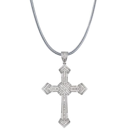 COLECTIA ARGINT - Lant Argint 925 Cruce Mare 8 CM Full Diamonds