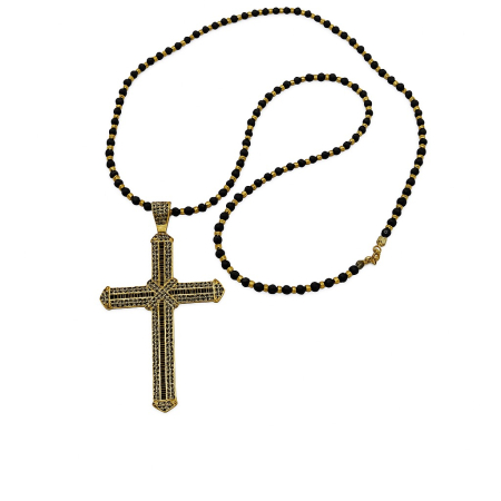 Lant Argint 925 Cruce Mare 8 CM Placat Aur 14K [1]