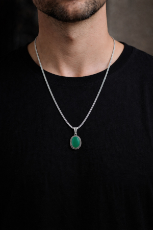 Lant Argint 925 Green Jade Amuleth [1]