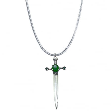 LANTURI ARGINT - Lant Argint 925 Sword Cross Green Diamond