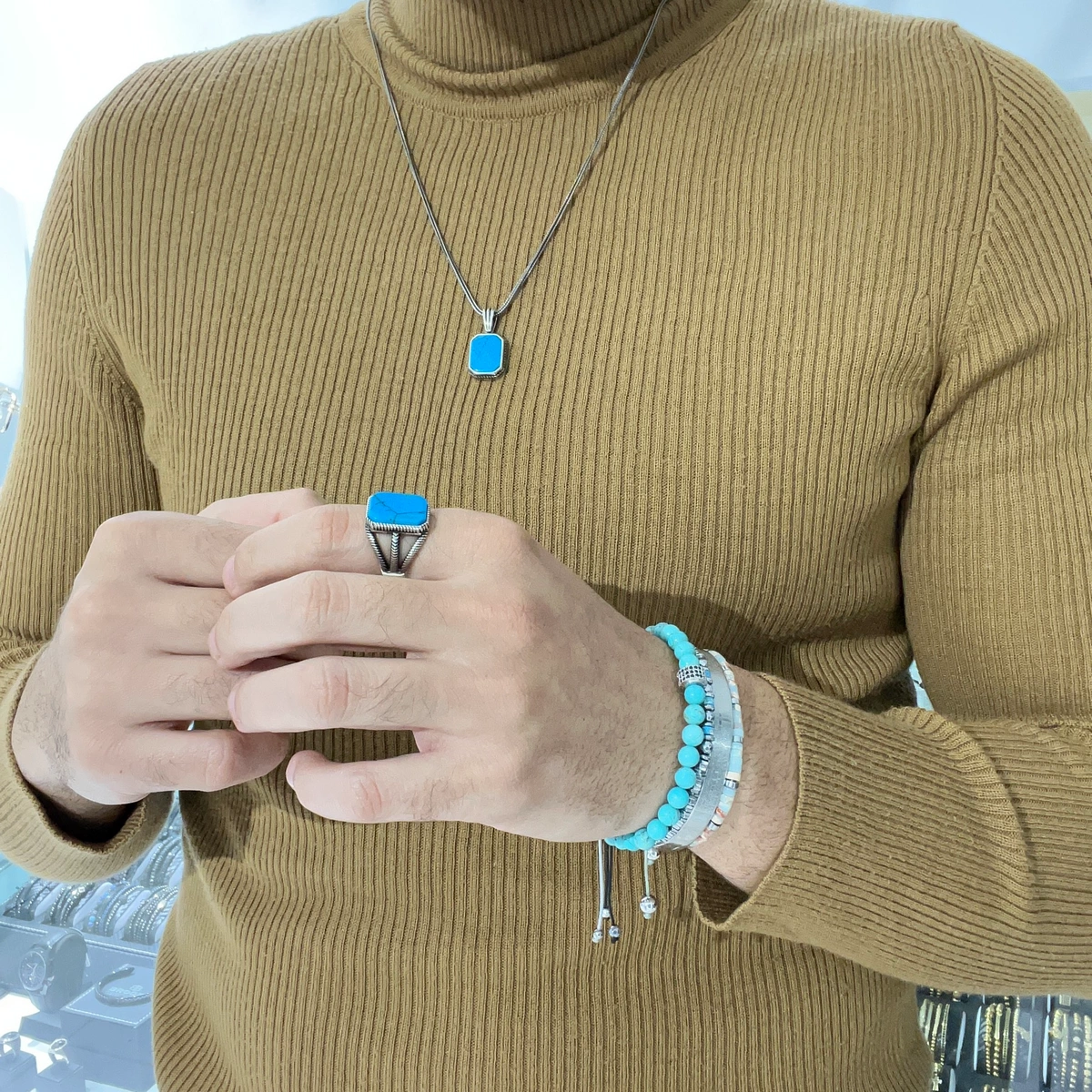 Lant Argint 925 Turcoaz Minimalist Pendant [3]