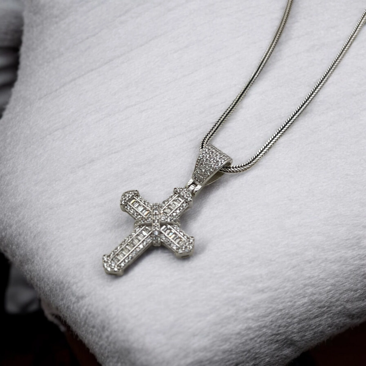 Lant Argint 925 White Diamonds Cross [2]