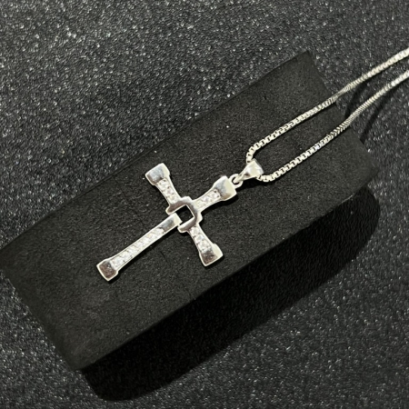 Lant Argint Brooks Diamond Cross [2]