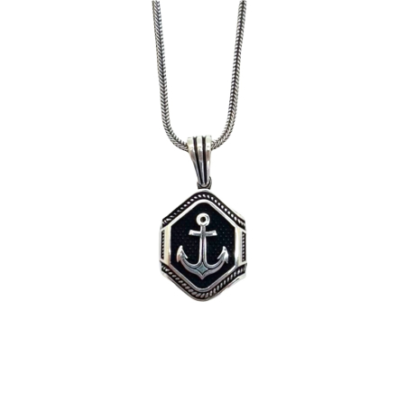 Lant Argint Brooks Pandantiv Ancora [0]