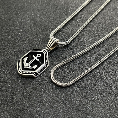 Lant Argint Brooks Pandantiv Ancora [1]