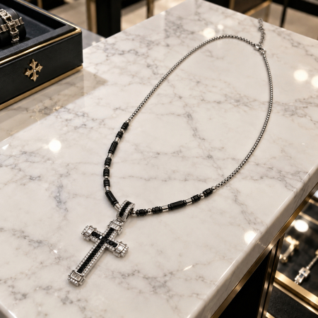 Lant Brooks Black Agate Stone Cross 60 CM [3]