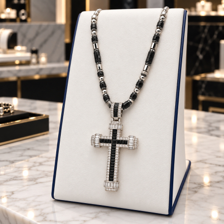 Lant Brooks Black Agate Stone Cross 60 CM [2]
