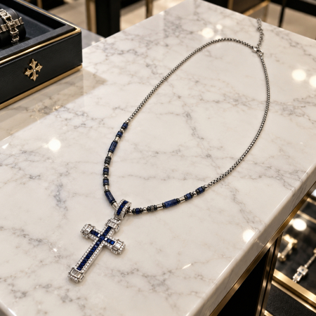 Lant Brooks Blue Imperial Stone Cross 60 CM [3]
