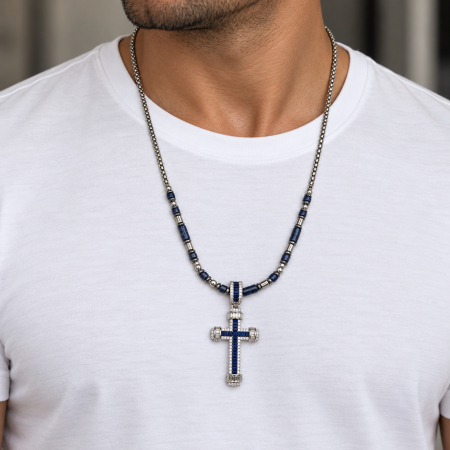 Lant Brooks Blue Imperial Stone Cross 60 CM [1]