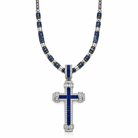 LANTURI - Lant Brooks Blue Imperial Stone Cross 60 CM