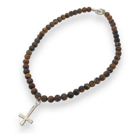 LANTURI CU PANDANTIV - Lant Brooks Brown Stones Cross