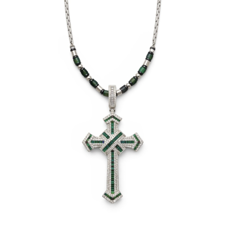 LANTURI CU PANDANTIV - Lant Brooks Cruce Cristale Verde