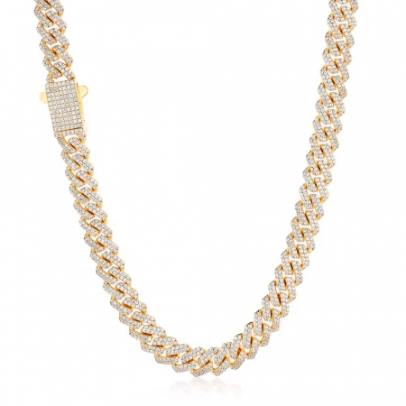 COLIERE - Lant Brooks Cuban Gold Diamonds 8 MM 14K Plated