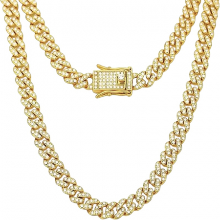 COLIERE INOX - Lant Brooks Cuban Gold Diamonds 8 mm