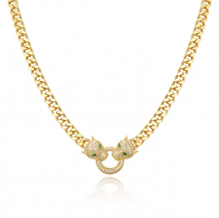 COLIERE INOX - Lant Brooks Cuban Gold Gatopardo Diamonds 5MM