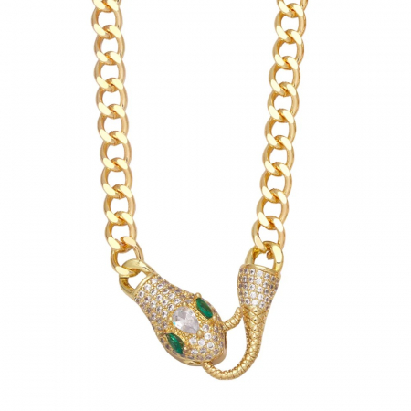 COLIERE - Lant Brooks Cuban Gold Snake Diamonds