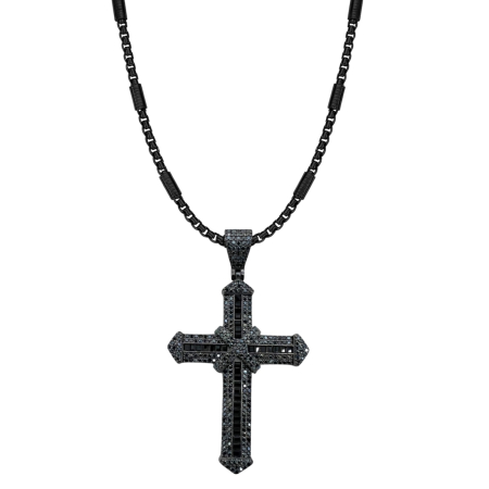 COLECTIA ARGINT - Lant Brooks Full Black Cruce Argint