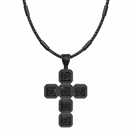 LANTURI ARGINT - Lant Brooks Full Black Qubes Cruce Argint