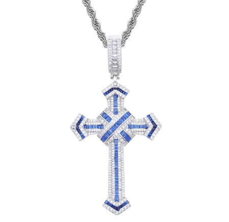 LANTURI CU PANDANTIV - Lant Brooks Full Diamonds Blue Imperial