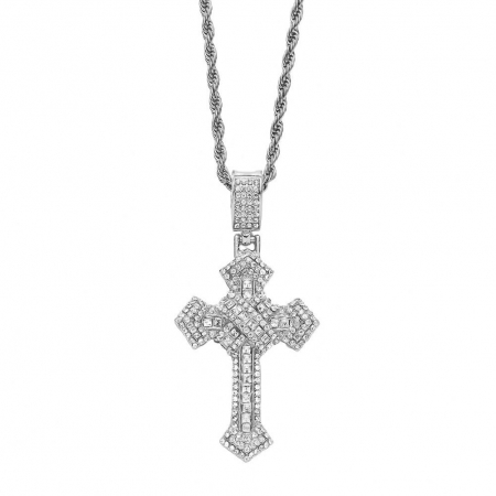 LANTURI CU PANDANTIV - Lant Brooks Full Diamonds Cross AA Zirconia