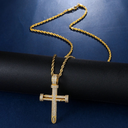 Lant Brooks Full Diamonds Gold Cross [3]