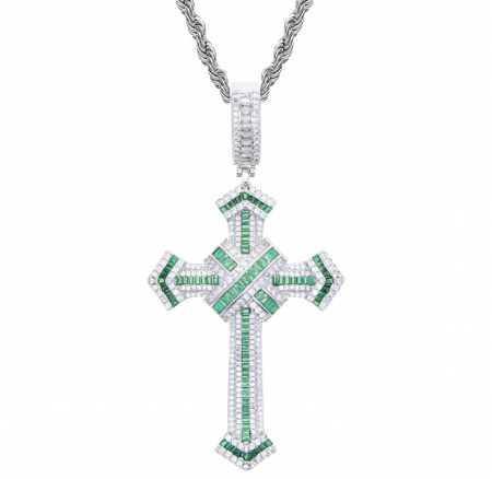 LANTURI CU PANDANTIV - Lant Brooks Full Diamonds Green Masterpiece